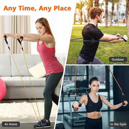 5-Level Resistance Band, with Crank Yoga Pull Rope Fitness Exercise Tube Belt,Crossfit Exercise Strength Training at Home