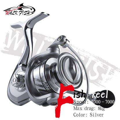 Fishing Reel New GA1000-7000 5.2:1 Gear Ratio Coil Spinning Reel Fishing All Metal Body Handle Spool Reel