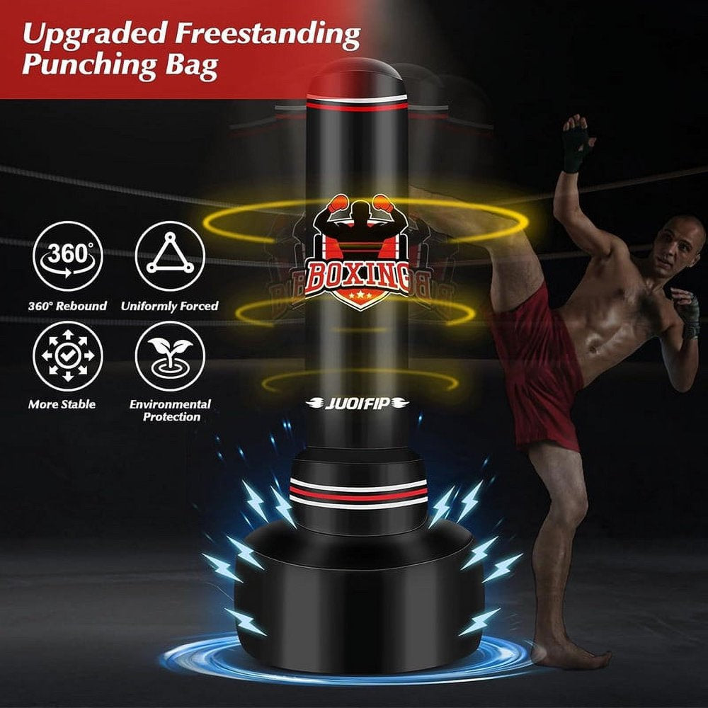 Punching Bag with Stand Adult 70”- Freestanding Heavy Boxing Punching Bag with Boxing Gloves and Electric Air Pump, Women Men Stand Kickboxing Bags for Training MMA Muay Thai Fitness Beginners