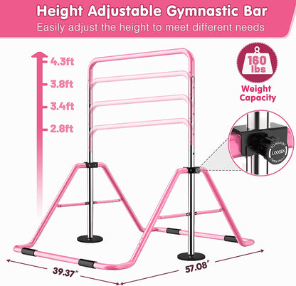 Gymnastics Bars Kids Kip Training Bars for Home, Folding Horizontal Bars with Adjustable Height, Practice Bar Gymnastic for Kid, Child, Girls, Boys